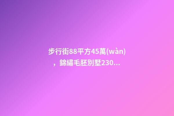 步行街88平方45萬(wàn)，錦繡毛胚別墅230萬(wàn)，城南自建房273平帶院165萬(wàn)